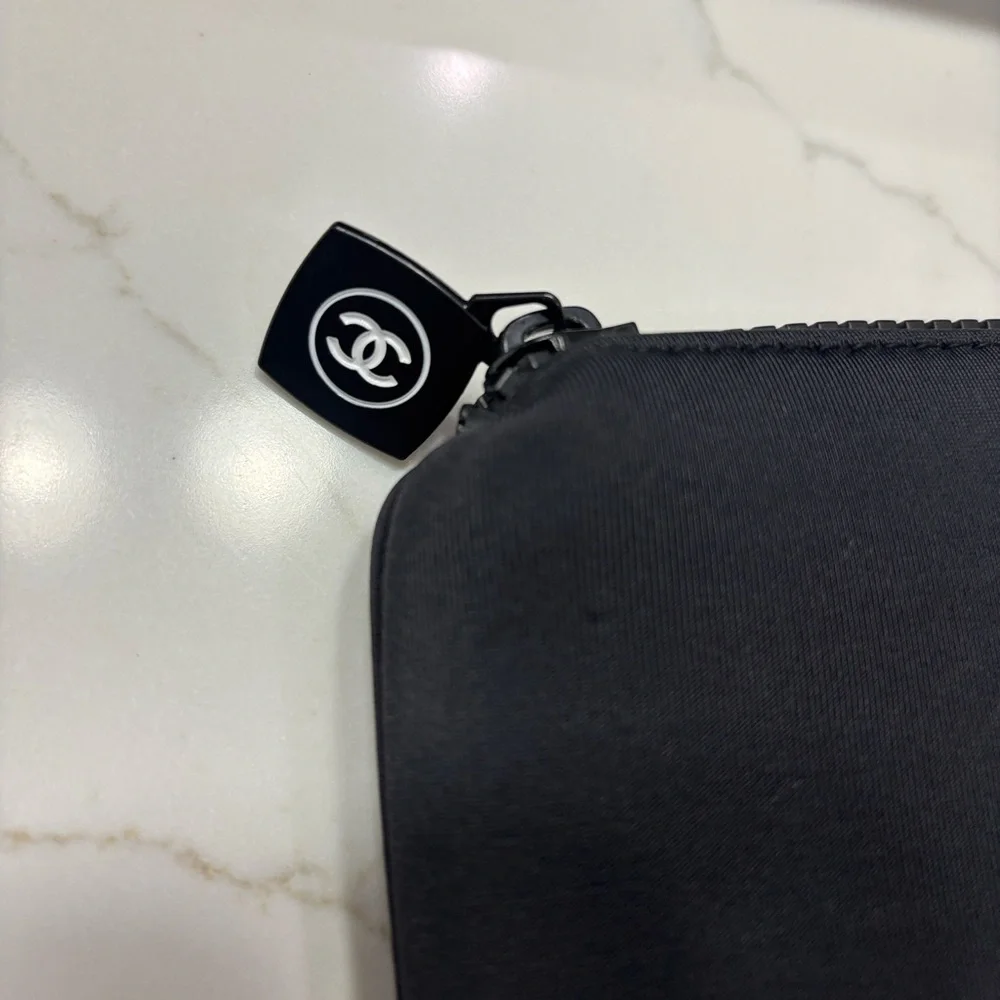 Designer Inspired Black Zipper Pouch - Accessory Case